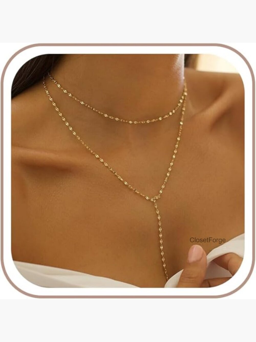 Dainty Long Y-Shaped Body Chain Necklace 14K Gold Plated Non Tarnish - Picture 1 of 7